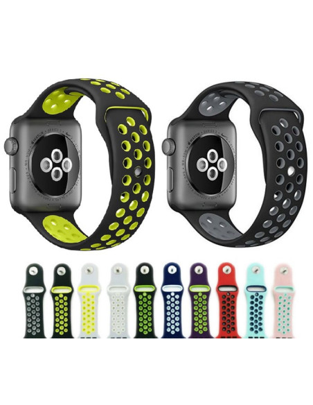 Sportarmband för Apple Watch i svart och grått med perforerad design