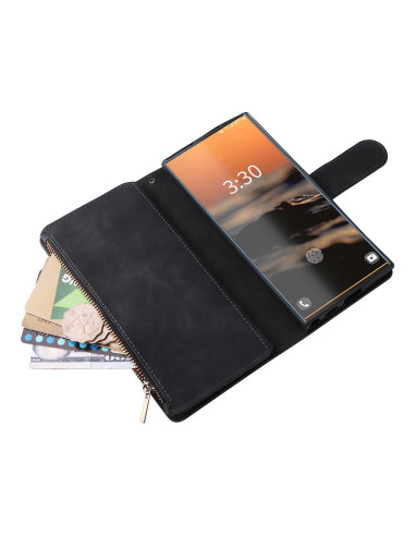 Samsung S23 Ultra Multifunktionellt Plånboksfodral Zipper 8-Fack