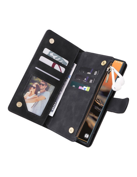Samsung S22 Ultra Multifunktionellt Plånboksfodral Zipper 8-Fack