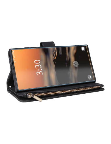Samsung S22 Ultra Multifunktionellt Plånboksfodral Zipper 8-Fack