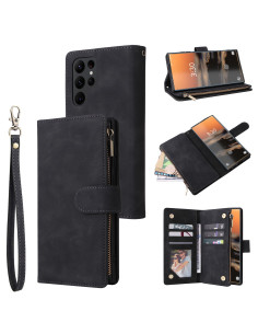 Samsung S22 Ultra Multifunktionellt Plånboksfodral Zipper 8-Fack