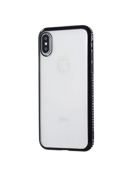 iPhone X med stöttåligt mjukt skal i rosenguld, sedd bakifrån med strassdetaljer bild 8