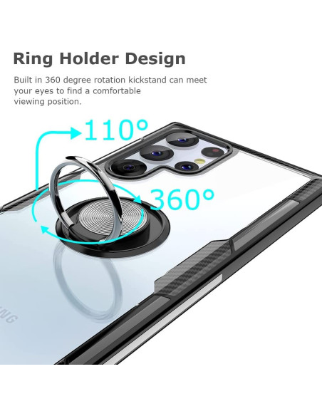 Samsung S22 Ultra Praktisk Stöttåligt Skal med Ringhållare V4