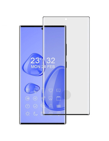 Framifrån vy av härdat glas för Samsung S23 Ultra med fullframe-design