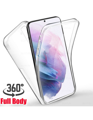 Transparent 360° heltäckande skal för Samsung S22 Plus, sett framifrån