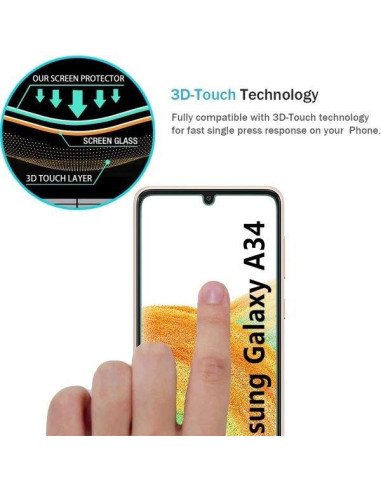 Samsung A34 5G härdat glas med 3D-Touch teknologi och fingeravtryck på skärmen
