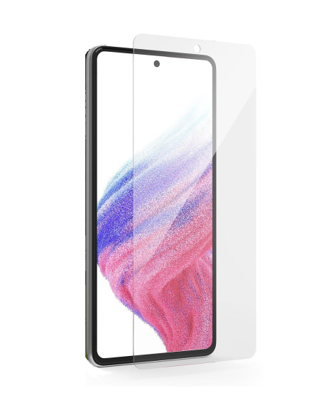Transparent skärmskydd i härdat glas för Samsung A54, monterat på telefonens skärm