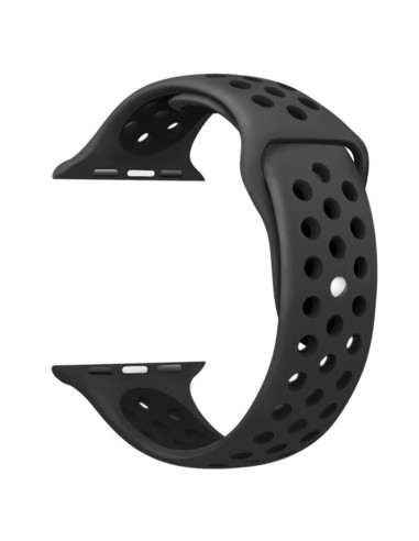 Sidan av sportarmbandet Runnr i svart silikon för Apple Watch 38/40/41mm