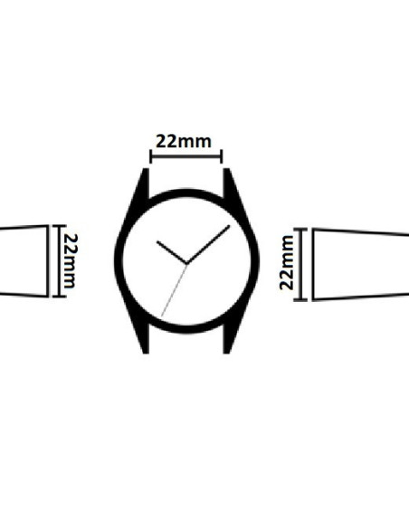Illustration av 22mm silikonarmband med måttangivelser för passform