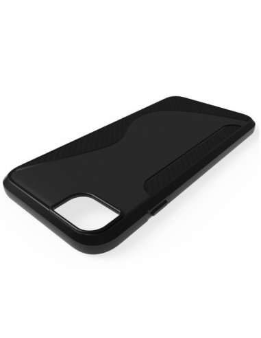 S-line skal för iPhone 8 Plus i svart TPU, visat snett framifrån med slät yta