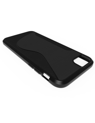S-line skal för iPhone 8 Plus i svart TPU, visat från sidan med S-formad design
