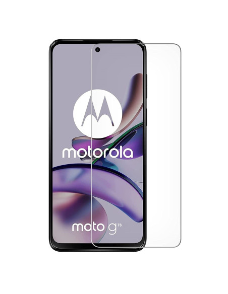 Härdat glas monterat på Motorola Moto G73, visar skärmens klarhet och skydd