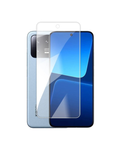 Härdat glas monterat på en Xiaomi 13, med tydlig skärmyta och transparent design