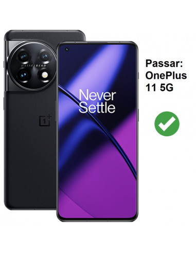 OnePlus 11 plånboksfodral i svart med öppet lock och synlig telefon