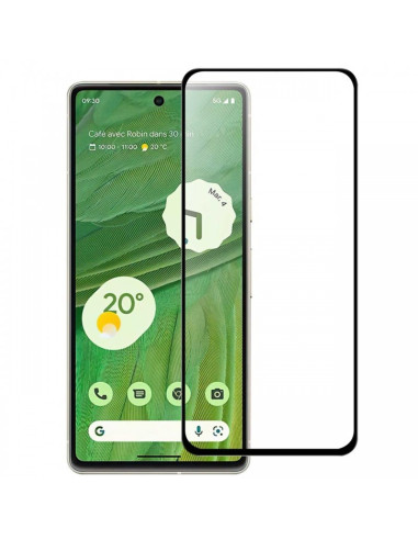 Härdat glas för Google Pixel 7a, visat framifrån med fullframe design
