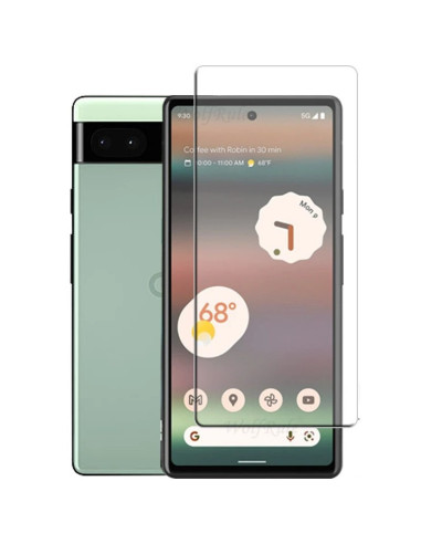 Härdat glas monterat på en Google Pixel 7a med skärmen synlig