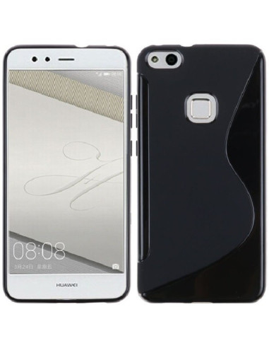 Huawei P10 med S-Line skal i svart, visad framifrån och från sidan