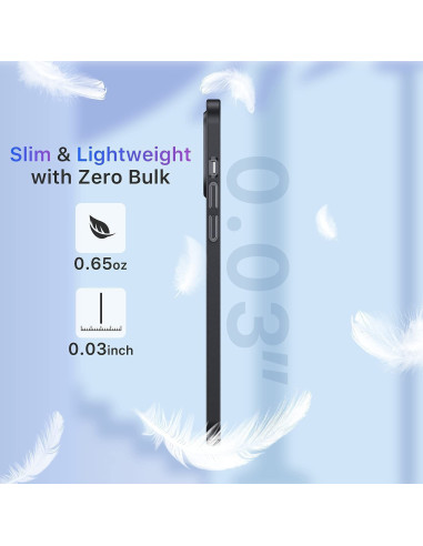 Sidan av det ultratunna mattsvarta skalet för iPhone 14 Pro Max med fokus på dess slimmade design