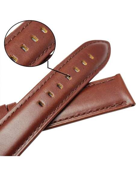Klockarmband Brunt PU-Läder 18/20/22mm - Stålspänne