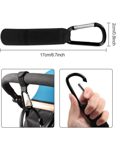 2-PACK Barnvagnskrokar Karbinhake - Svart