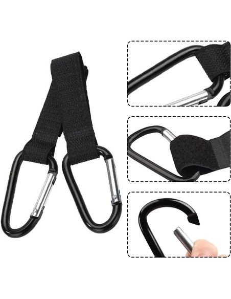 2-PACK Barnvagnskrokar Karbinhake - Svart