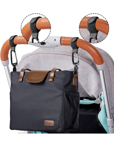 2-PACK Barnvagnskrokar Karbinhake - Svart