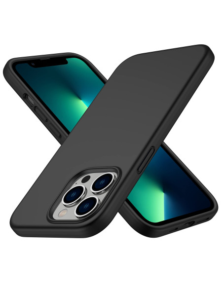 Mattsvart silikon skal för iPhone 14 Pro Max med gummibeläggning, visat från sidan