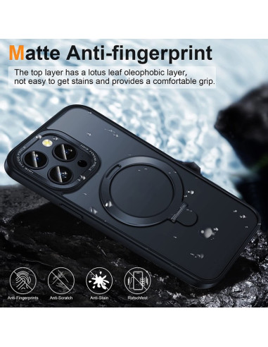 Transparent iPhone 13 Pro Max skal med Magsafe, sett framifrån med fokus på kickstand-funktionen