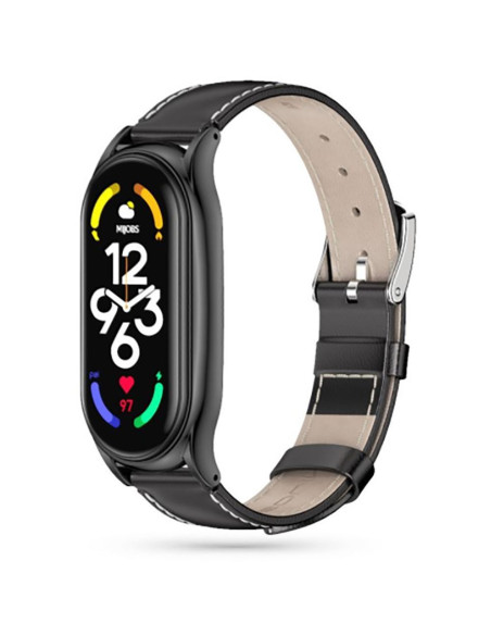 Beige armband i veganläder för Amazfit Mi Band med retro-design