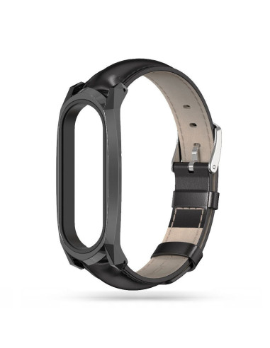 Svart armband i veganläder med retro-design för Amazfit Mi Band