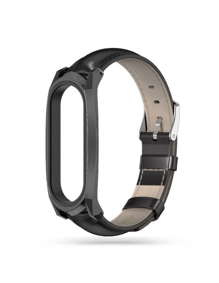 Svart armband i veganläder med retro-design för Amazfit Mi Band