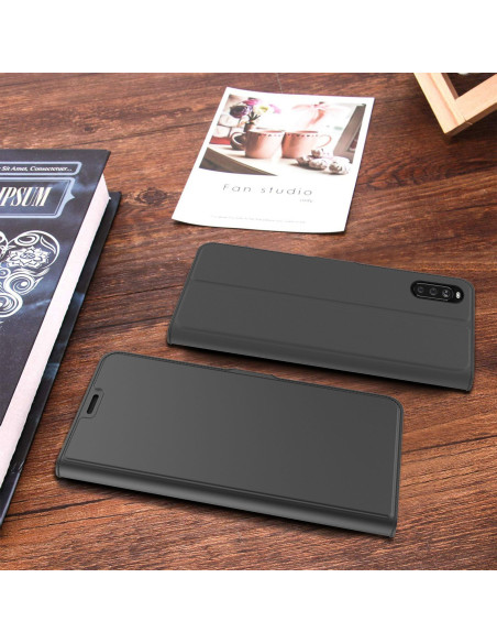 Svart flipfodral för Sony Xperia 5 III, sett bakifrån med stängd design