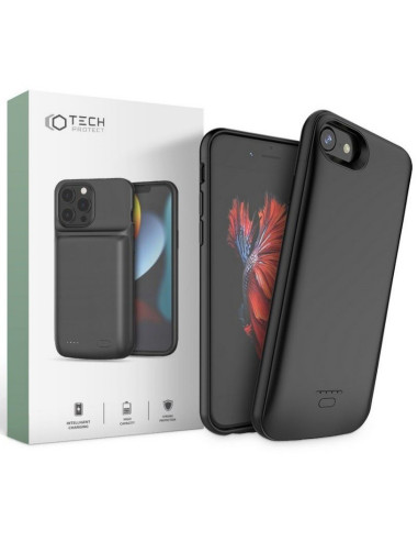 Ultra slim batteriskal i titan för iPhone SE (2020 & 2022) med förpackning och telefon i bakgrunden