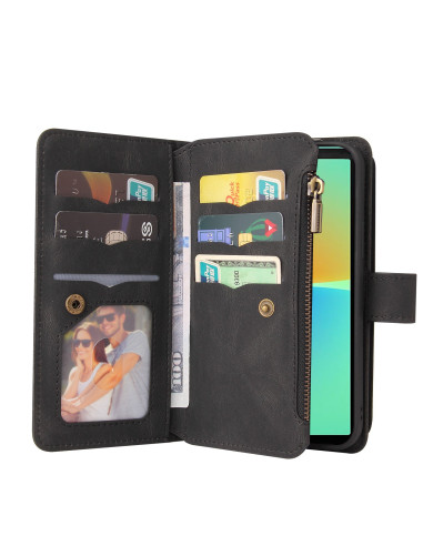 Xperia 10 IV Multifunktionellt Plånboksfodral Zip 13-Fack
