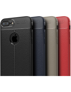 iPhone 7 Plus Silikon Skal med Lädermönster inkl. Skärmskydd