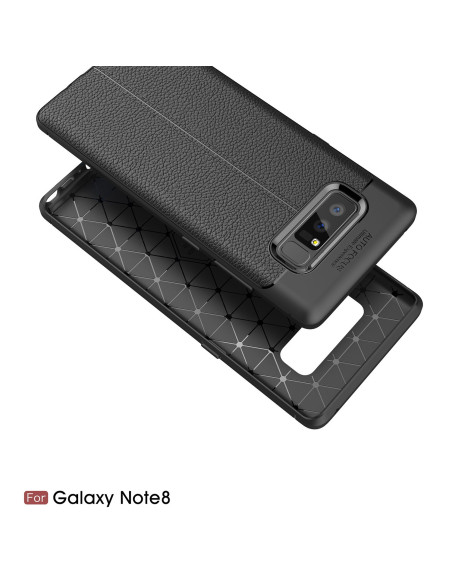 Samsung Note 8 Silikon Skal med Lädermönster inkl. Skärmskydd