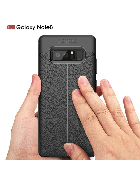 Samsung Note 8 Silikon Skal med Lädermönster inkl. Skärmskydd