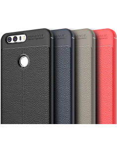 Honor 8 Silikon Skal med Lädermönster inkl. Skärmskydd