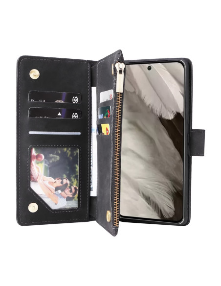 Google Pixel 8 Multifunktionellt Plånboksfodral Zipper 8-Fack