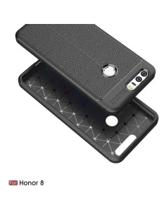 Honor 8 Silikon Skal med Lädermönster inkl. Skärmskydd