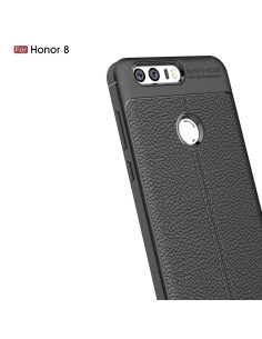 Honor 8 Silikon Skal med Lädermönster inkl. Skärmskydd
