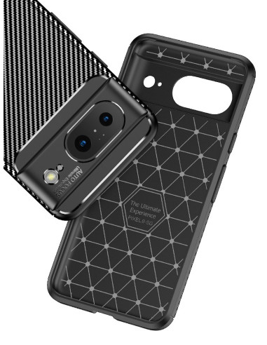 Detaljvy av Google Pixel 8 skal med mönster och kamerautskärning, sett bakifrån