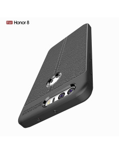Honor 8 Silikon Skal med Lädermönster inkl. Skärmskydd