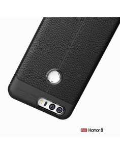 Honor 8 Silikon Skal med Lädermönster inkl. Skärmskydd