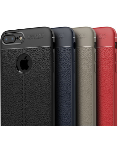 iPhone 8 Plus Silikon Skal med Lädermönster inkl. Skärmskydd
