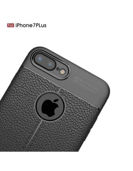 iPhone 8 Plus Silikon Skal med Lädermönster inkl. Skärmskydd