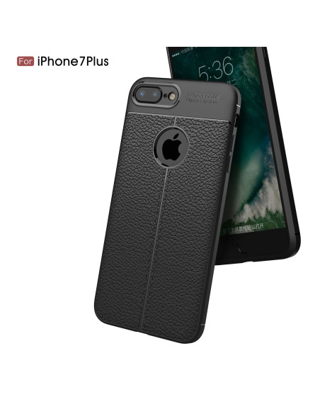 iPhone 8 Plus Silikon Skal med Lädermönster inkl. Skärmskydd