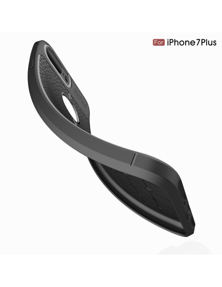 iPhone 8 Plus Silikon Skal med Lädermönster inkl. Skärmskydd