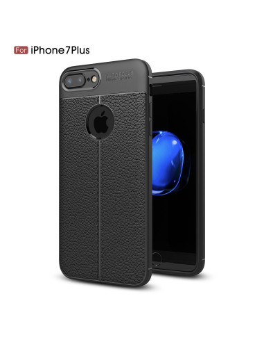 iPhone 8 Plus Silikon Skal med Lädermönster inkl. Skärmskydd