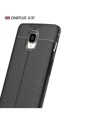 OnePlus 3 & 3T Silikon Skal med Lädermönster